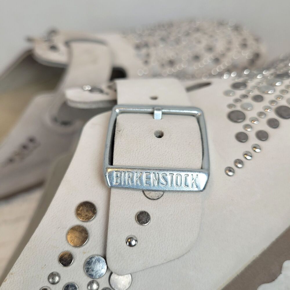 Rare Birkenstock Boston Rivets / Studs Taupe Soft Suede Leather Women's 10 EU 41 - Picture 3 of 16